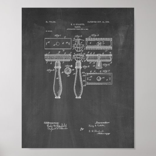 Gillette Razor Patent - Chalkboard Poster (Voorkant)