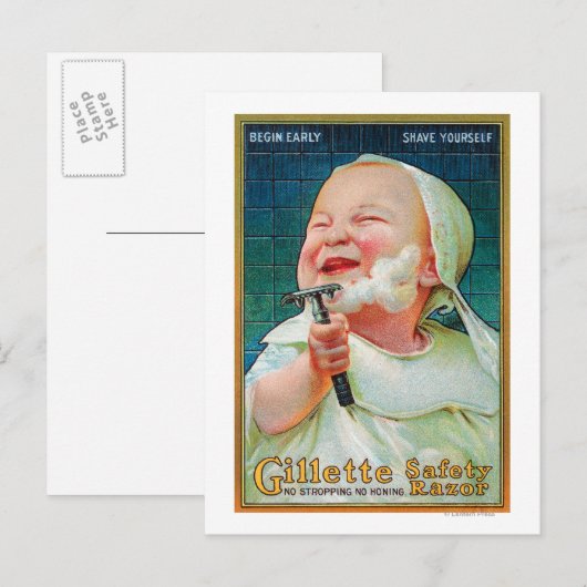 Gillette Safety Razor - Begin met Early Shave Briefkaart (Voorkant / Achterkant)