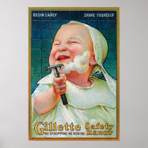 Gillette Safety Razor - Begin met Early Shave Poster