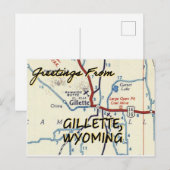 Gillette Wyoming  Map Briefkaart (Voorkant / Achterkant)