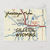 Gillette Wyoming  Map Briefkaart (Voorkant)