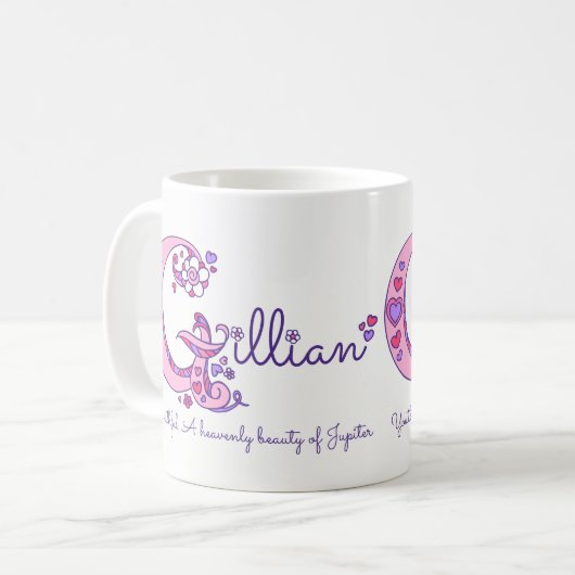 Gillian betekenend decoratieve G monogram mok (Voorkant links)