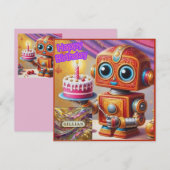 GILLIAN ~ Verjaardag Kaart ~ Robot met taart ~ (Voorkant / Achterkant)