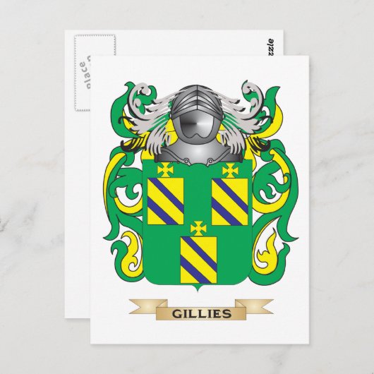 Gillies wapenschild (familiewapen) briefkaart (Voorkant / Achterkant)