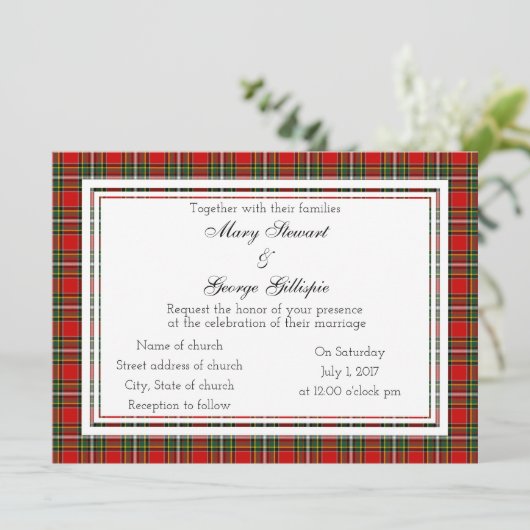 Gillispie Scottish Wedding Invitation Kaart (Staand voorkant)