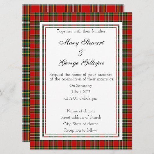 Gillispie Scottish Wedding Invitation Kaart (Voorkant / Achterkant)