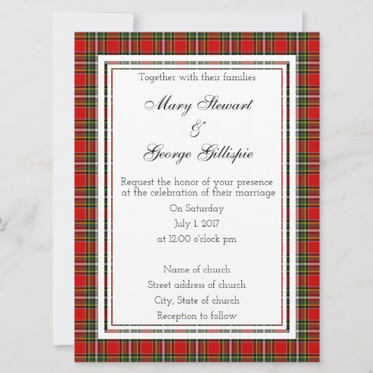 Gillispie Scottish Wedding Invitation Kaart (Voorkant)
