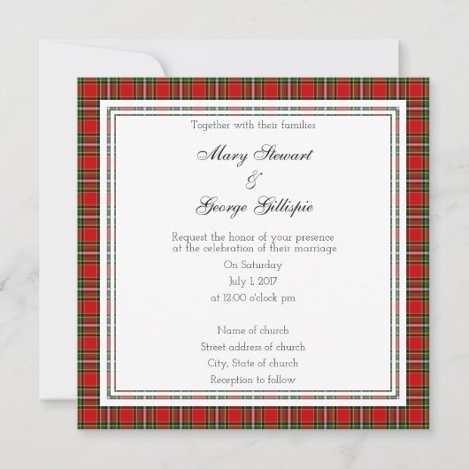 Gillispie Scottish Wedding Square Invitation Kaart (Voorkant)