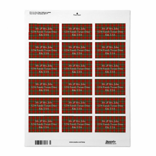 Gillispie Tartan Label (Full Sheet)