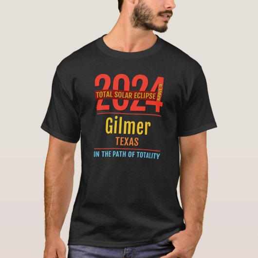 Gilmer Texas TX Total Solar Eclipse 2024 T-shirt (Voorkant)