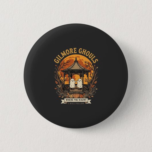 Gilmore Ghouls Halloween Ghost Gazebo Design_1 Ronde Button 5,7 Cm (Voorkant)