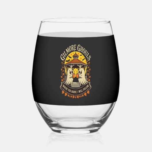 Gilmore Ghouls Halloween Ghost Wijnglas Zonder Voet (Voorkant)