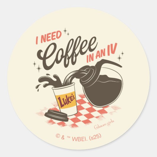Gilmore Girls Luke’s Coffee IV Quote Ronde Sticker (Voorkant)