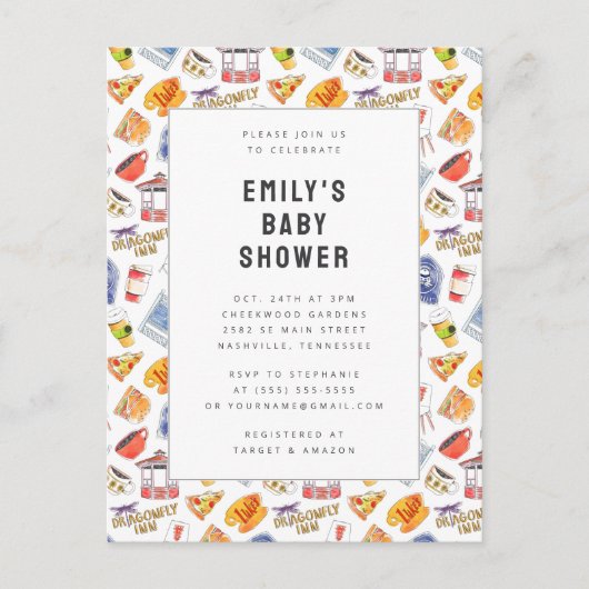 Gilmore Meisjes Waterverf Iconen Baby shower Briefkaart (Voorkant)