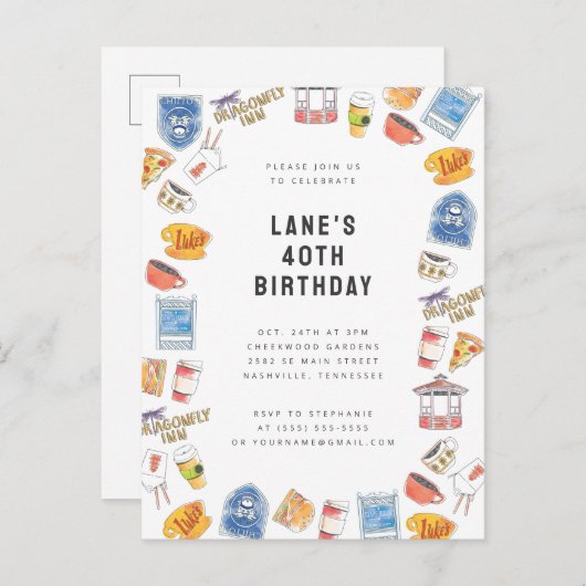 Gilmore Meisjes Waterverf Iconen Verjaardag Briefkaart (Voorkant / Achterkant)