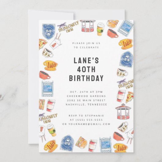 Gilmore Meisjes Waterverf Iconen Verjaardag Kaart (Voorkant)