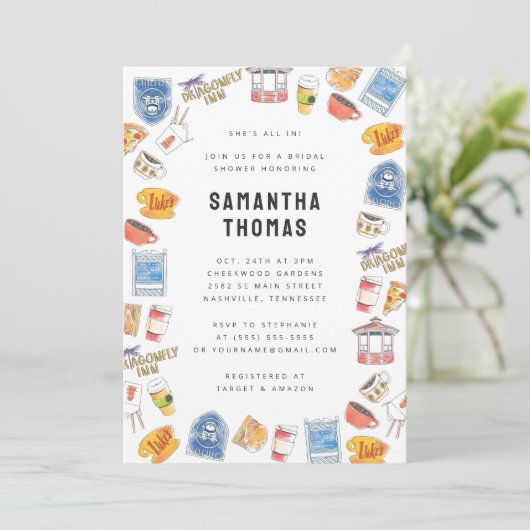 Gilmore Meisjes Waterverf Iconen Vrijgezellenfeest Kaart (Staand voorkant)