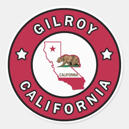 Gilroy California Ronde Sticker (Voorkant)