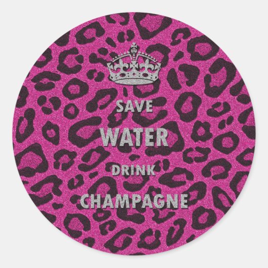 Gilry chic Save water drink champagne white Ronde Sticker (Voorkant)
