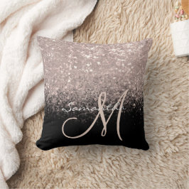 Gilry Monogram Roos Gold Glitter & Black Kussen