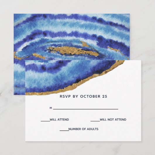 Gilt Agaat bruiloft uitnodigingen RSVP (Voorkant / Achterkant)