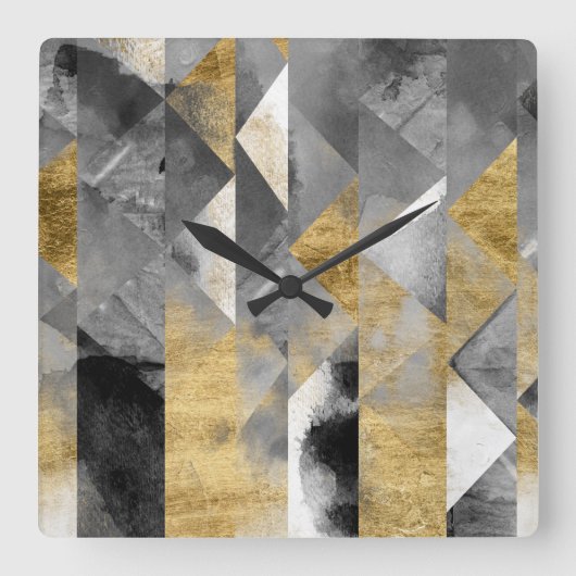 Gilt Reflections I Vierkante Klok (Voorkant)