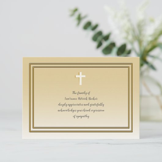 Gilt Sympathie Hartelijk dank Bedankkaart (Staand voorkant)