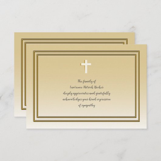 Gilt Sympathie Hartelijk dank Bedankkaart (Voorkant / Achterkant)