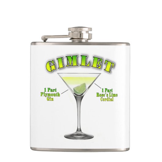 Gimlet Martini Cocktail Recept Kunst Heupfles (Voorkant)