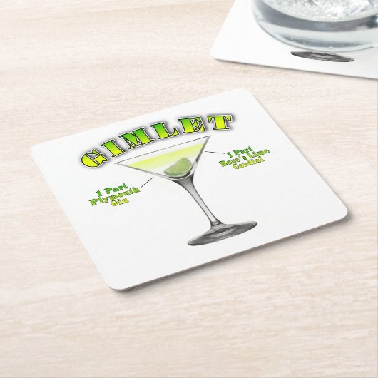 Gimlet Martini Cocktail Recept Kunst Kartonnen Onderzetters (Schuin)