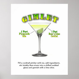 Gimlet Martini Cocktail Recipe 16"x20" Art Poster
