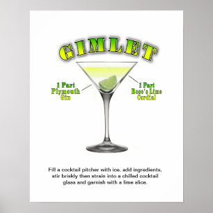 Gimlet Martini Cocktail Recipe 16"x20" Art Poster