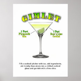 Gimlet Martini Cocktail Recipe 18 x 24-inch Art Po Poster