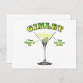 Gimlet Martini Cocktail Recipe Art Briefkaart (Voorkant / Achterkant)