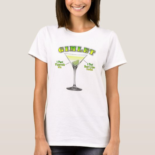 Gimlet Martini Cocktail Recipe Art T-shirt (Voorkant)