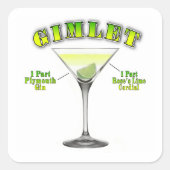 Gimlet Martini Cocktailrecept Kunst Vierkante Sticker (Voorkant)