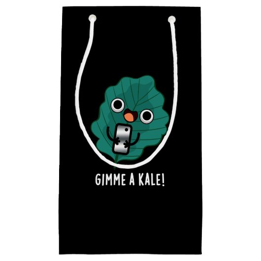 Gimme A Kale Funny Veggie Pun Dark BG Klein Cadeauzakje (Voorkant)