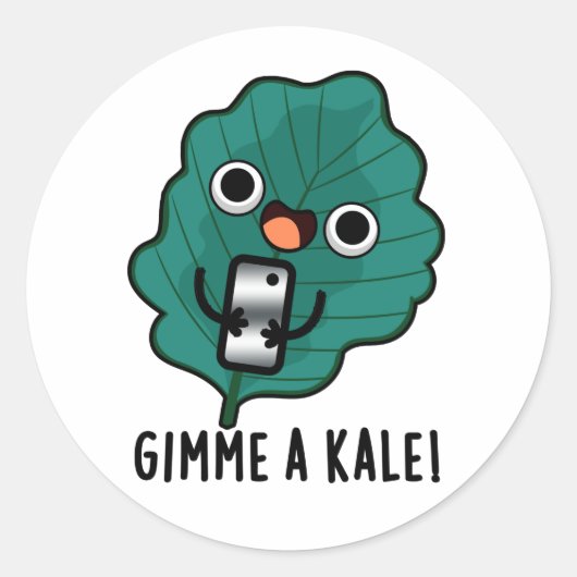 Gimme A Kale Funny Veggie Pun Ronde Sticker (Voorkant)