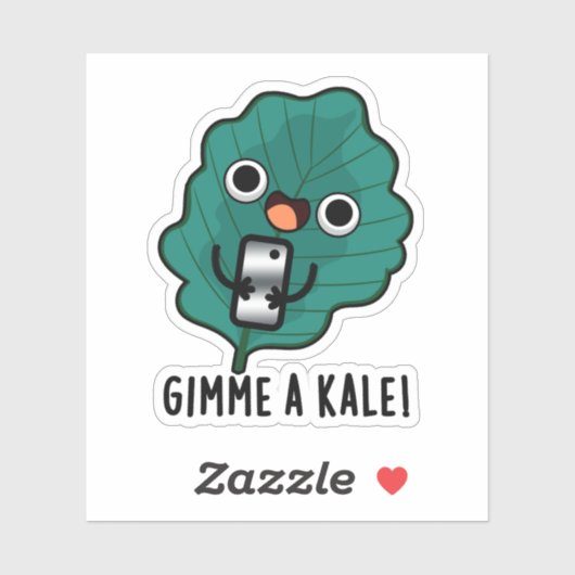 Gimme A Kale Funny Veggie Pun Sticker (Vel)