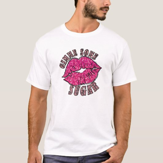 Gimme a some Sugar roze kleurling Lips Graphic Val T-shirt (Voorkant)