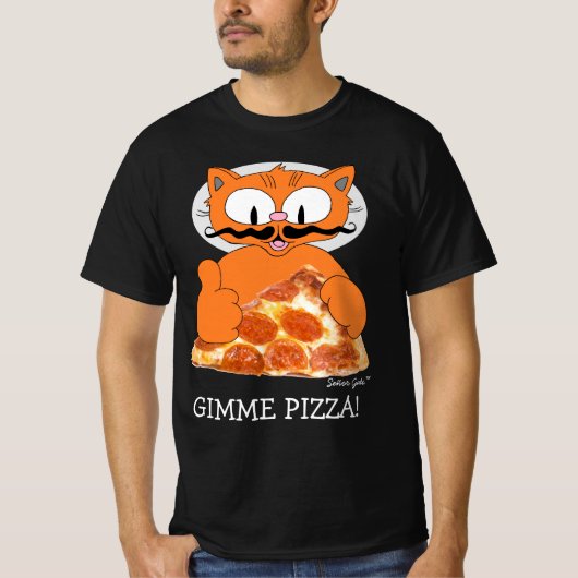 GIMME PIZZA! Señor Gato met Pepperoni Pizza Slice T-shirt (Voorkant)