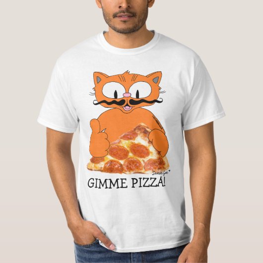 GIMME PIZZA! Señor Gato met Pepperoni Pizza Slice T-shirt (Voorkant)