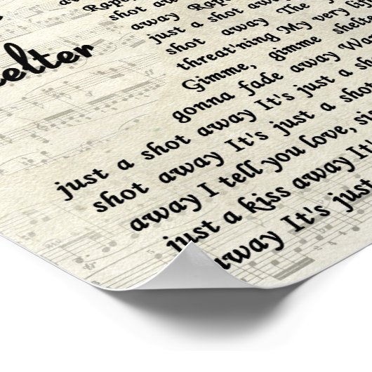 Gimme Shelter  Script Song Lyric Print (Hoek)