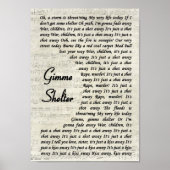 Gimme Shelter  Script Song Lyric Print (Voorkant)