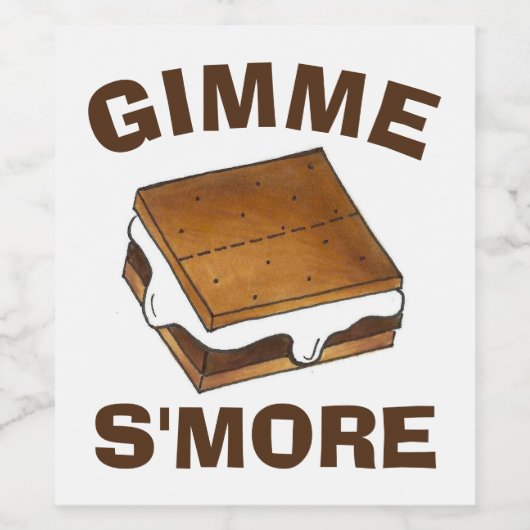 Gimme S'more Marshmallow Campfire S'mores Camp Wijn Etiket (Enkel label)