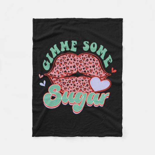 Gimme Some Sugar Leopard Lips Valentine Meme Fleece Deken (Voorkant)