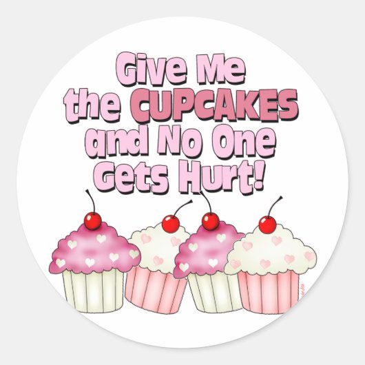 Gimme the Cupcakes Ronde Sticker (Voorkant)