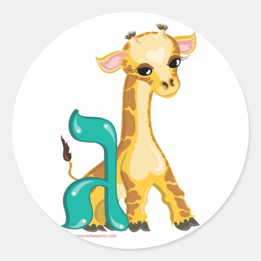 Gimmel Hebreeuws Aleph Bet (alfabet) Giraffe Stick Ronde Sticker (Voorkant)
