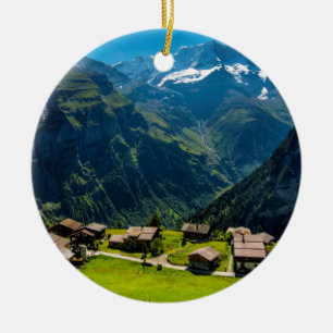 gimmelwald in de zwitserse alpen - zwitserland keramisch ornament