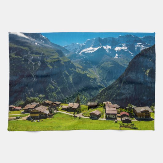 gimmelwald in de zwitserse alpen - zwitserland theedoek (Horizontaal)